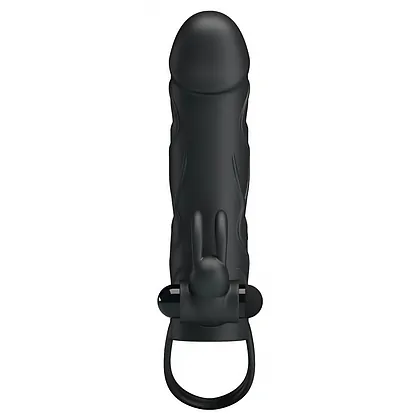Prelungitor Pretty Love Penis Sleeve With Ball Strap Negru