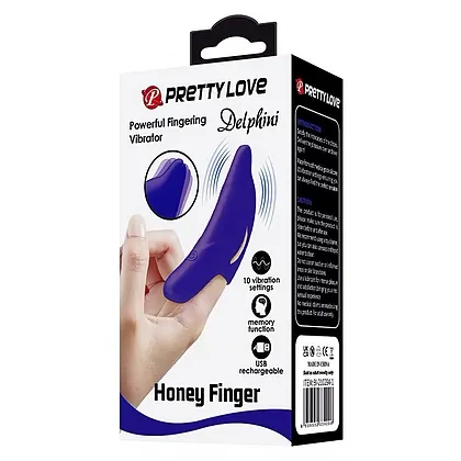 Pretty Love Delphini – Vibrator De Deget 10 Moduri, Compact Albastru