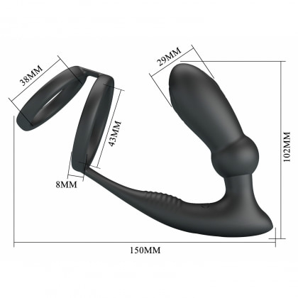 Pretty Love Emoni Inel Vibrator Reîncărcabil 12 Moduri Negru