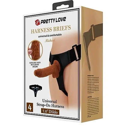 Pretty Love Michael – Ham Ajustabil cu Dildo Realist 20cm Maro