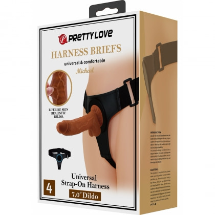 Pretty Love Michael – Ham Ajustabil cu Dildo Realist 20cm Maro