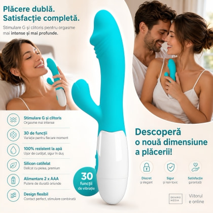 Pretty Love Snappy Rabbit Punct G, 30 Funcții Albastru