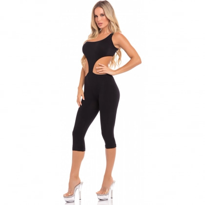 Catsuit Pink Lipstick One Shoulder Negru M-L