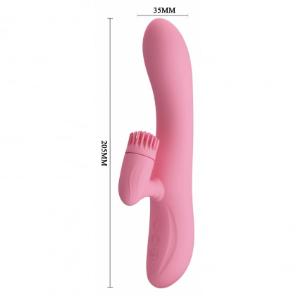 Rabbit Chris Rotativ Reîncărcabil cu Limbă și Braț Pentru Clitoris Roz