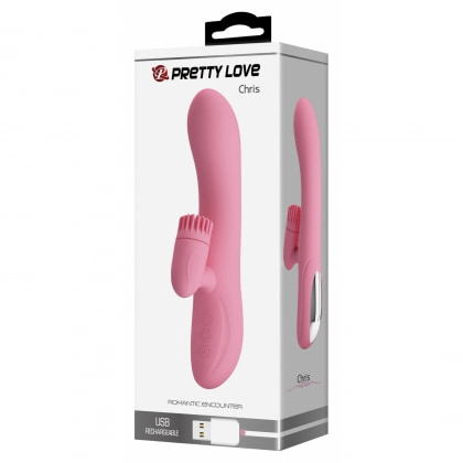 Rabbit Chris Rotativ Reîncărcabil cu Limbă și Braț Pentru Clitoris Roz