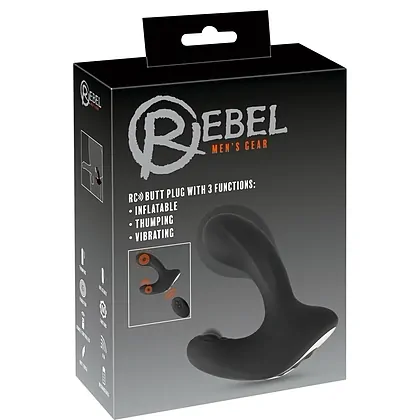 Rebel Plug Anal Gonflabil — 3 Motoare, 10 Moduri, USB Negru