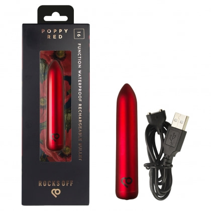 Rocks Off Mini Vibrator — 16 Moduri, Reîncărcabil Roșu