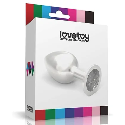 Rosebud Metalic L Lovetoy – Plug Anal cu Bijuterie Albastră Argintiu