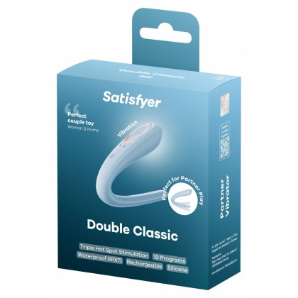 Satisfyer Double Classic Vibrator Cuplu Reîncărcabil Albastru