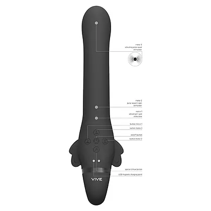 Satu Pulse-Wave And Vibrating Strapon Negru