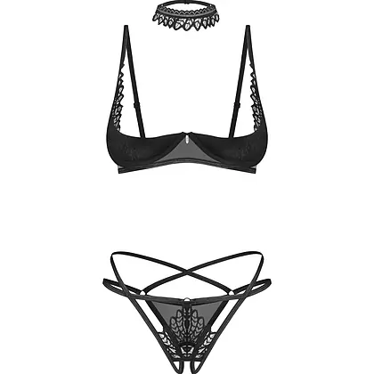 Set 3 Piese Obsessive Donarella Negru XS-S