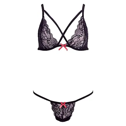 Set Barely Bare X Strap Bralette Negru S-L