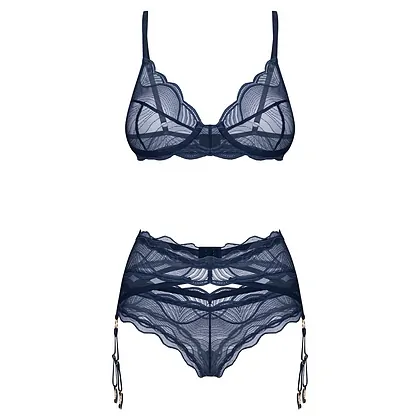 Set Cu Portjartier Obsessive Nightly Albastru XL-2XL