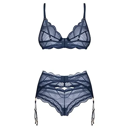 Set Cu Portjartier Obsessive Nightly Albastru XL-2XL