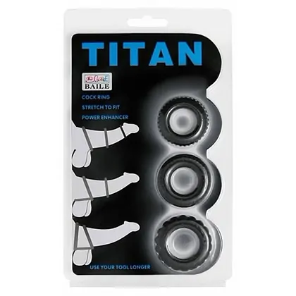 Set Inele Penis Titan 3 in 1 Silicone Negru