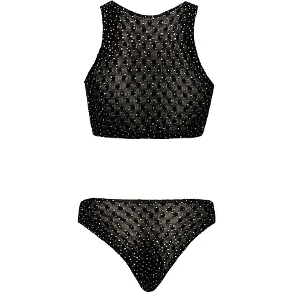 Set Intim Fantasy Cottelli Collection – Top + Tanga S-L Negru S-L