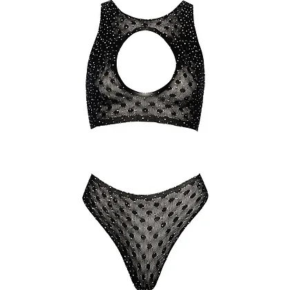 Set Intim Fantasy Cottelli Collection – Top + Tanga S-L Negru S-L