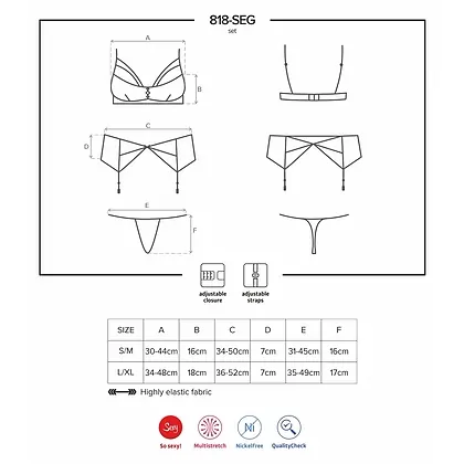 Set Lenjerie Intimă Obsessive 818-SEG Negru L-XL