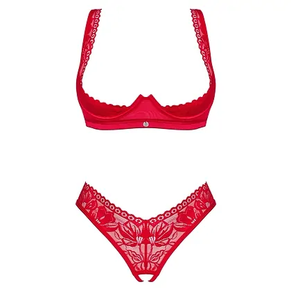 Set Obsessive Lacelove Cupless Roșu XL-2XL