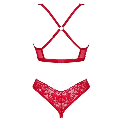 Set Obsessive Lacelove Cupless Roșu XL-2XL