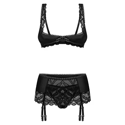 Set Obsessive Lecille 3 Piese Negru S-M