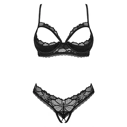 Set Obsessive Serafia Cupless Negru XL-2XL