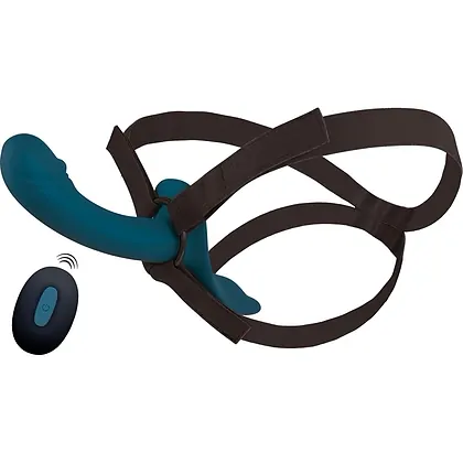 Set Strap-On You2Toys — 7 Moduri, Reîncărcabil Albastru