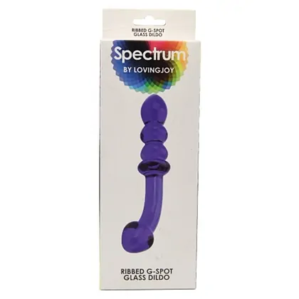 Spectrum Ribbed Punctul G Glass Dildo Albastru