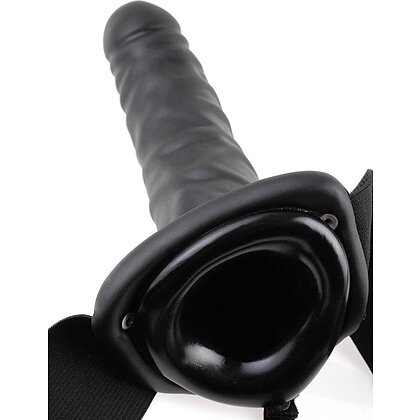 Strap On Cu Vibrații Hollow 20.3cm Negru