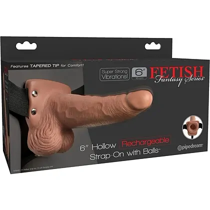 Strap On Hollow Rechargeable Fetish Fantasy 18 cm Caramel