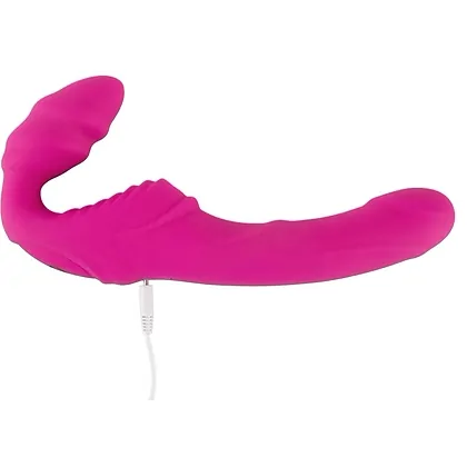 Strapless Strap On Cu 2 Vibratoare Reîncărcabil Roz