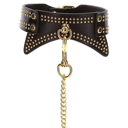 Studded Collar and Leash Negru _