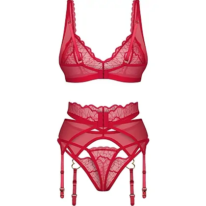 Suspender Set Obsessive Cupide Desir Roșu S-M