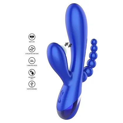 Triple Love Vibrator Albastru