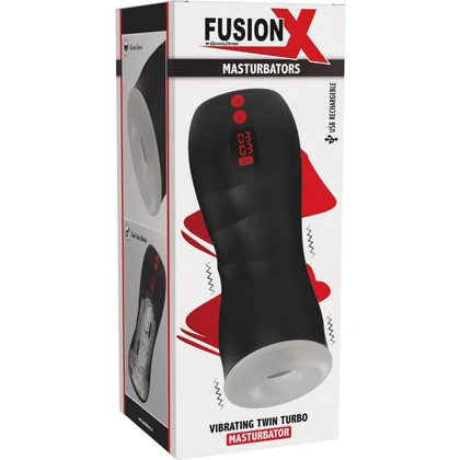 Vibrating Twin Turbo Masturbator Negru