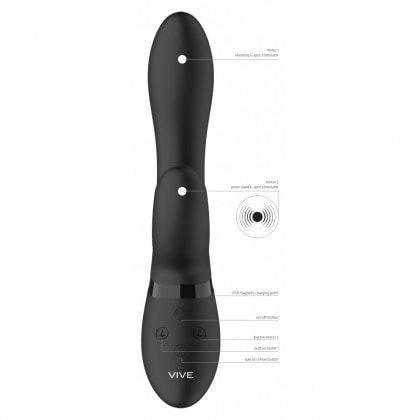 Vibrator Rabbit Kyra Pulse cu Două Motoare 21,3 cm Negru