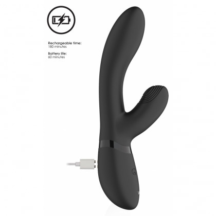 Vibrator Rabbit Kyra Pulse cu Două Motoare 21,3 cm Negru
