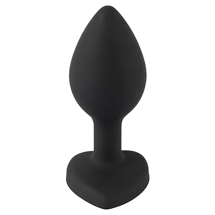 You2Toys Dop Anal Compact Din silicon cu Piatră Inimă 7.3cm Negru