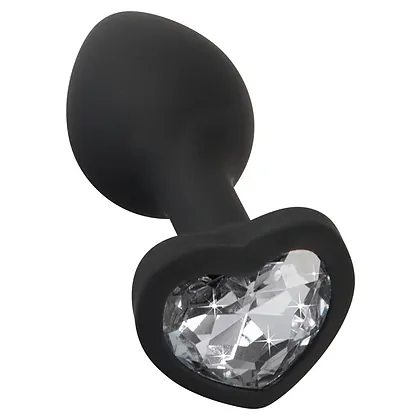 You2Toys Dop Anal Compact Din silicon cu Piatră Inimă 7.3cm Negru
