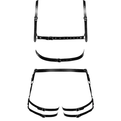 ZADO Set Hamuri Din Piele Reglabile cu Detalii Metalice M-L Negru M-L