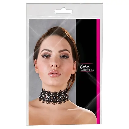 Zgarda Choker Rhinestones Negru