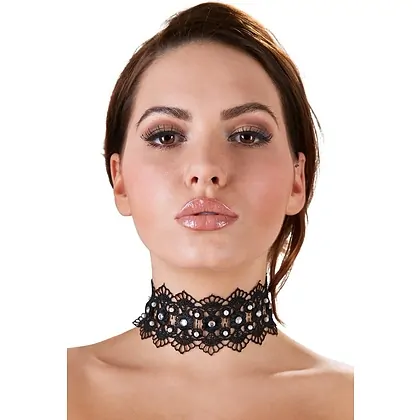 Zgarda Choker Rhinestones Negru