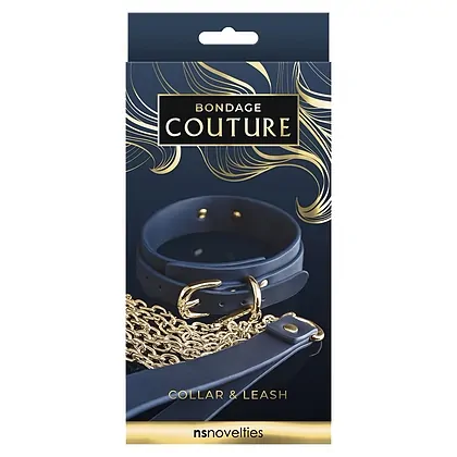 Zgarda Și Lesă Bondage Couture Albastru