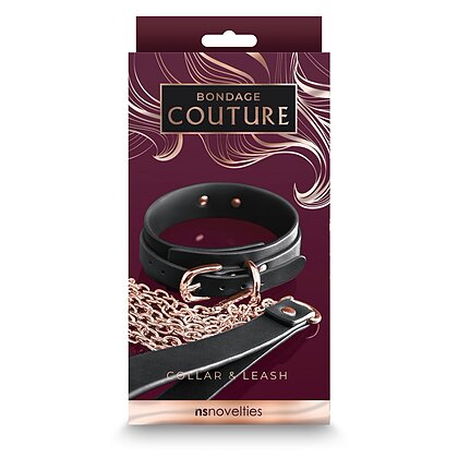 Zgardă și Lesă Bondage Couture NS Novelties — Reglabil Negru