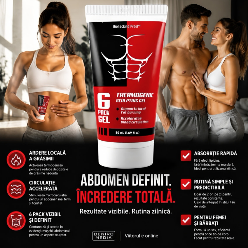 6 Pack Gel Pentru Abdomen Sculptat și Epidermă Fermă 50ml
