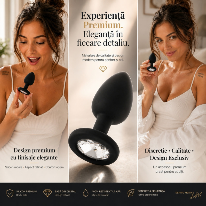Anal Plug De lux Diamond Jewel Small Negru