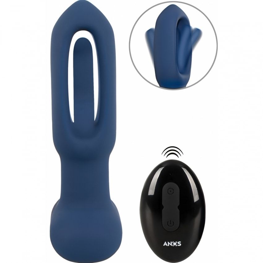 ANOS Plug Anal cu Limba Oscilantă – 10x10, Reîncărcabil Albastru