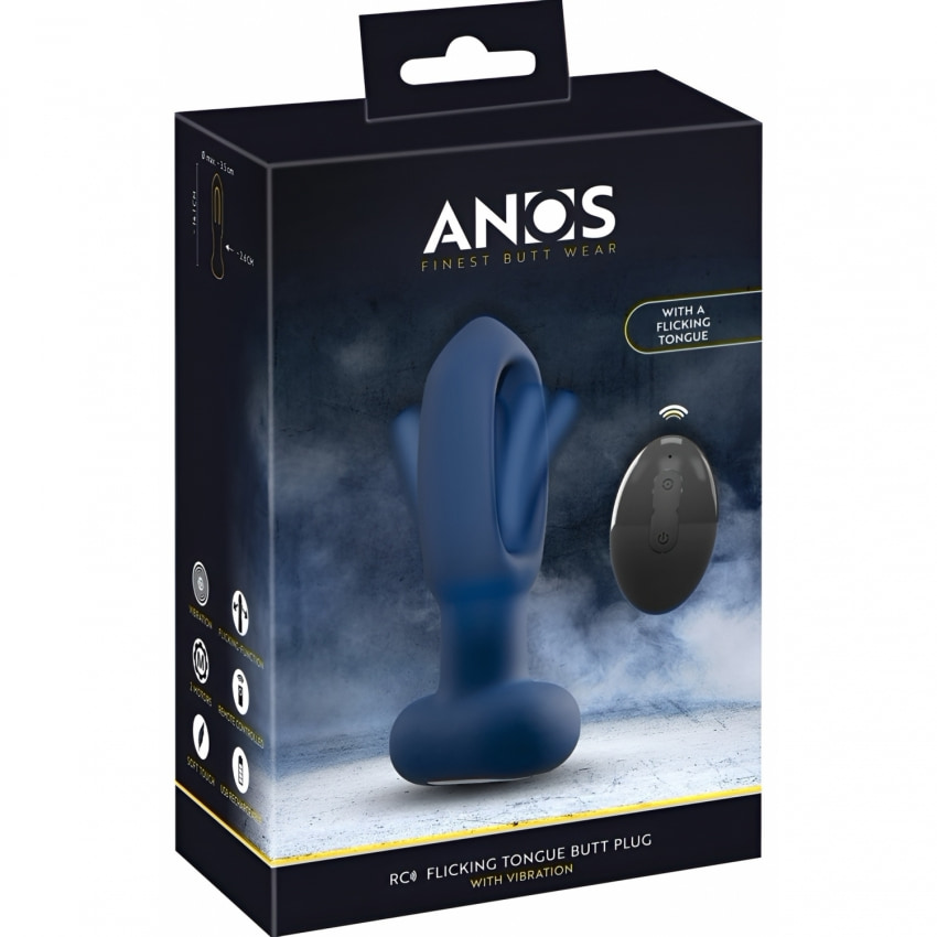 ANOS Plug Anal cu Limba Oscilantă – 10x10, Reîncărcabil Albastru