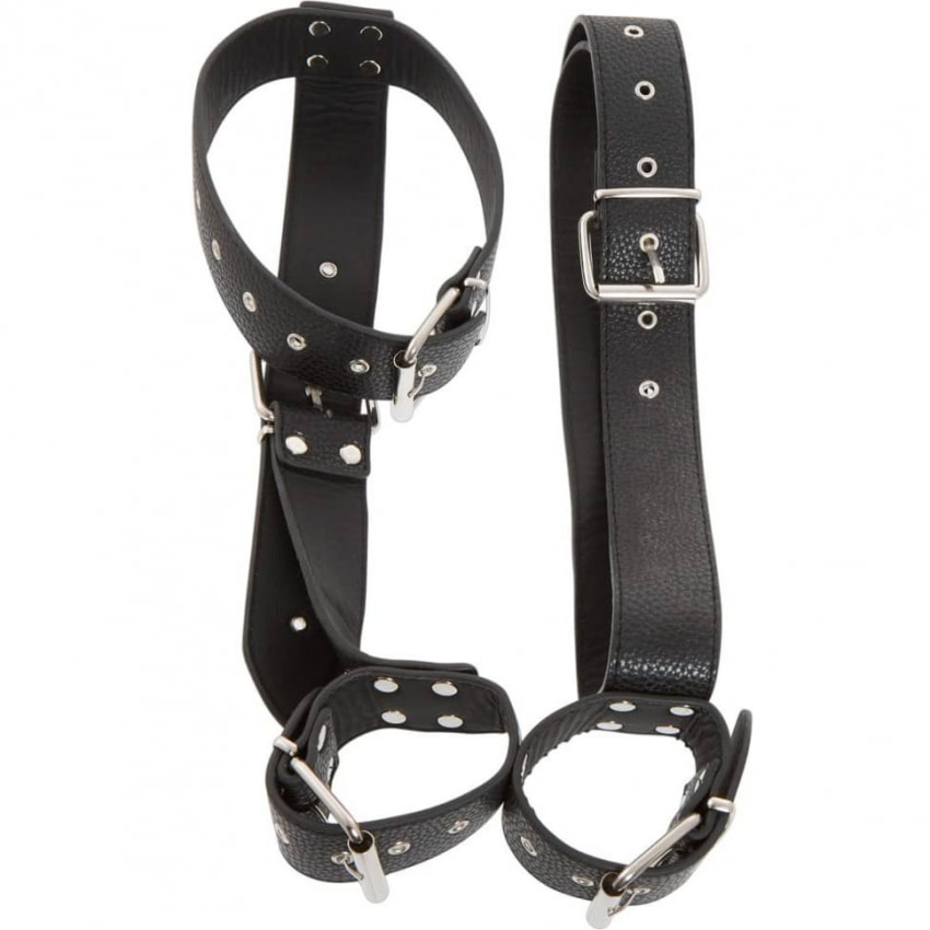 Bad Kitty Set Guler + Cătușe Reglabile Mâini Talie Negru