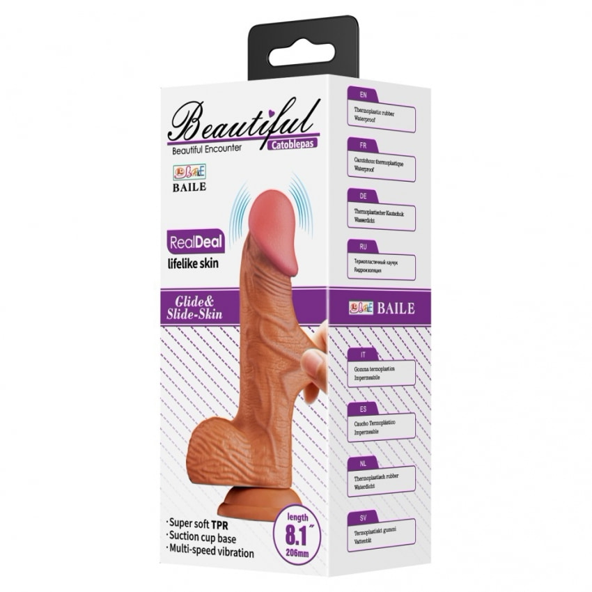 Catoblepas 20.6cm curbat — Vibrator cu Ventuză